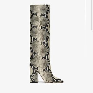 PARIS TEXAS $1055 Anja Python Snakeskin Leather Heeled Knee High Boots 9,5